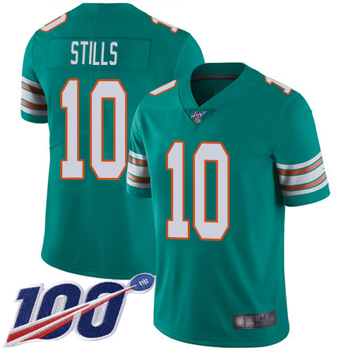 Nike Miami Dolphins #10 Kenny Stills Aqua Green Alternate Men Stitched NFL 100th Season Vapor Limited Jersey->miami dolphins->NFL Jersey